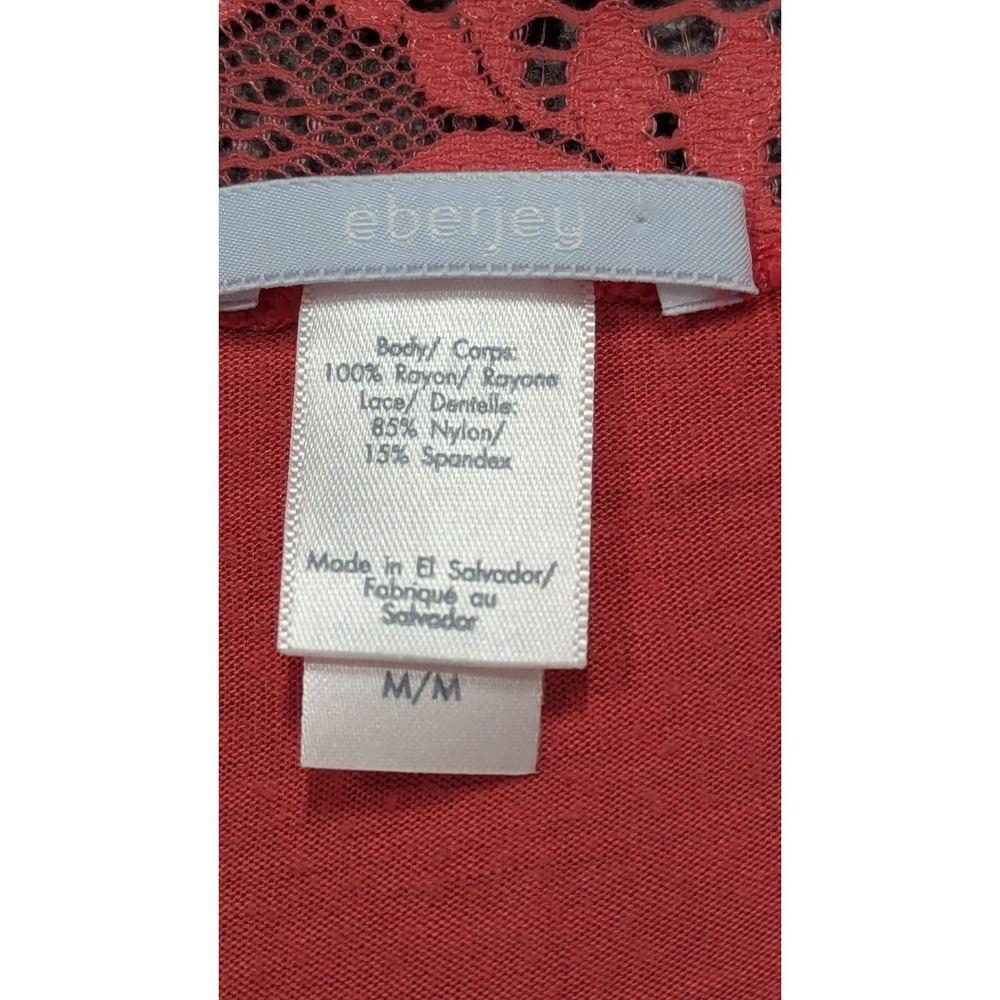 Eberjey Robe Women's Medium Coral‎ Lace Loungewear Boudoir Romantic Cottagecore - Picture 3 of 12